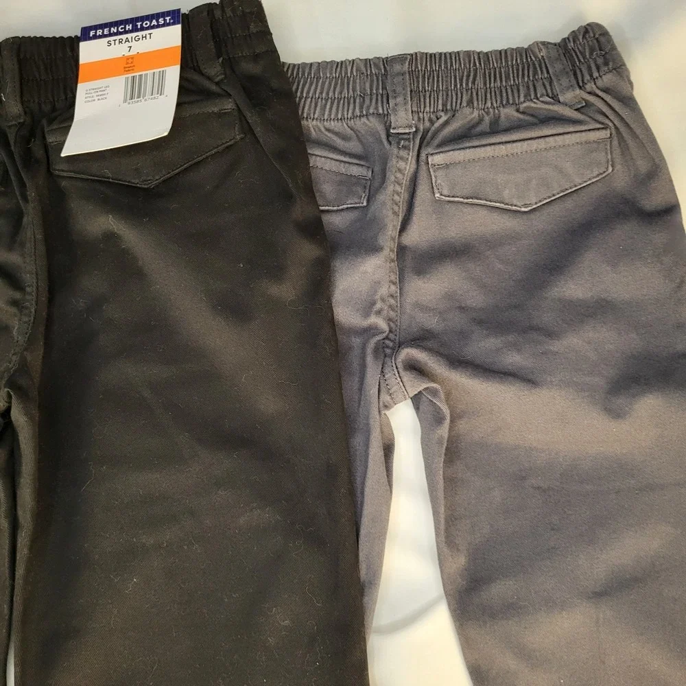 Lot 3 Pair - Girls Sz 7 French Toast Uniform Adjustable Waist Pants (2 Are New)